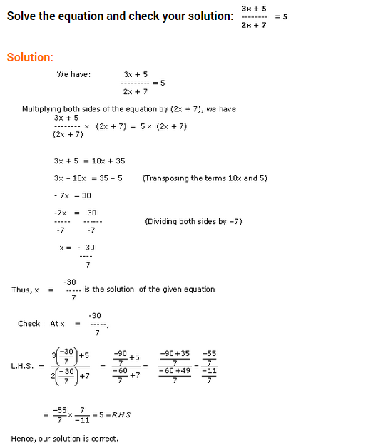 Extra Questions for Class 8 Maths Linear Equations in One Variable Q1