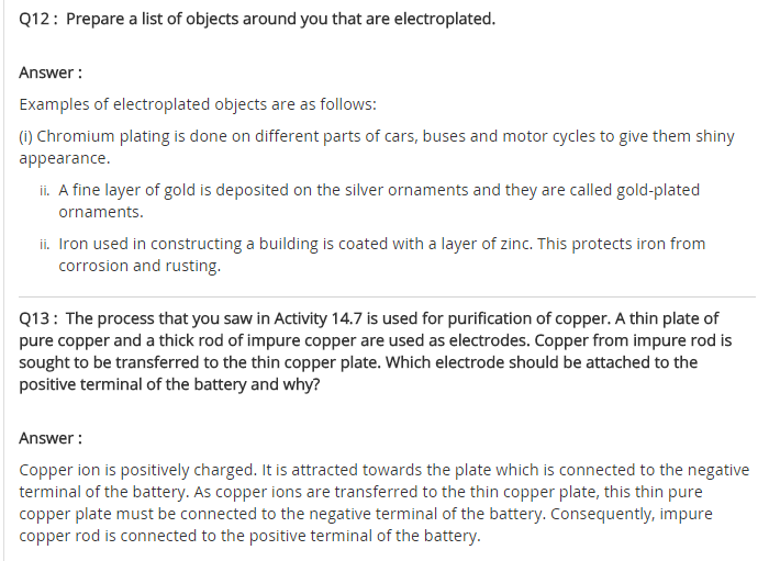 NCERT Solutions for class 8 Science Chapter 14 Chemical Effects of Electric Current