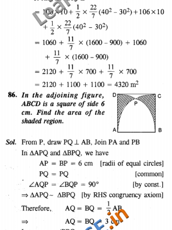  CBSE Class 10 Areas Related to Circles Solutions LAQ 01 