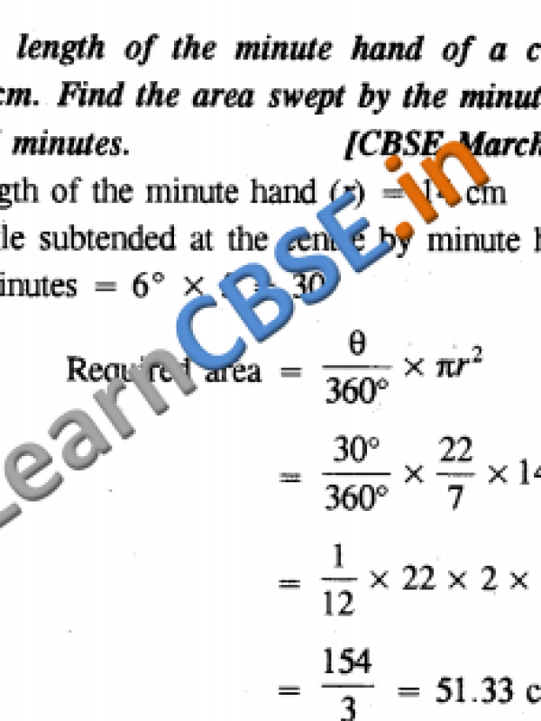  Areas Related to Circles NCERT Solutions Class 10 Maths SAQ 2 Marks 