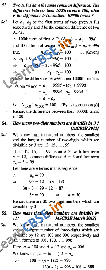  Arithmetic Progressions CBSE Solutions Class 10 Maths SAQ 3 Marks 03 
