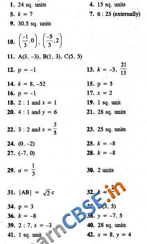  CBSE Class 10 Coordinate Geometry Solutions Board Papers Answers 