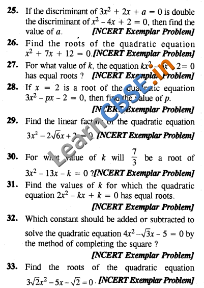  NCERT Solutions for Class 10 Maths CCE Summative Assessment VSAQ 