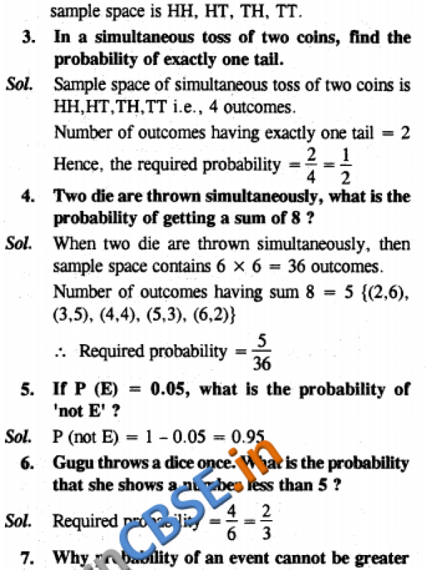  CBSE Class 10 Maths Probability Formative Assessment 