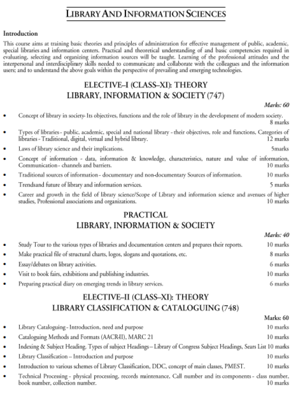  Library and Information Sciences Syllabus 