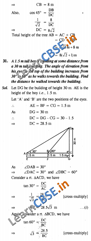  Some Applications Of Trigonometry NCERT Solutions For Class 10 Maths Long Answer Type Questions 