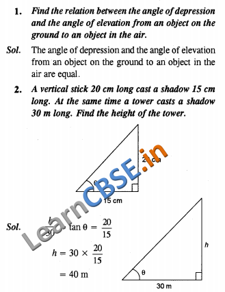  Some Applications Of Trigonometry NCERT Solutions For Class 10 Maths VSAQ 