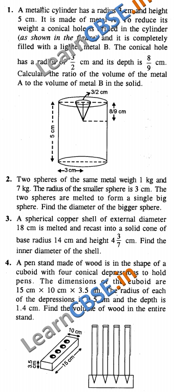  Surface Areas and Volumes CBSE Class 10 Maths HOTS 