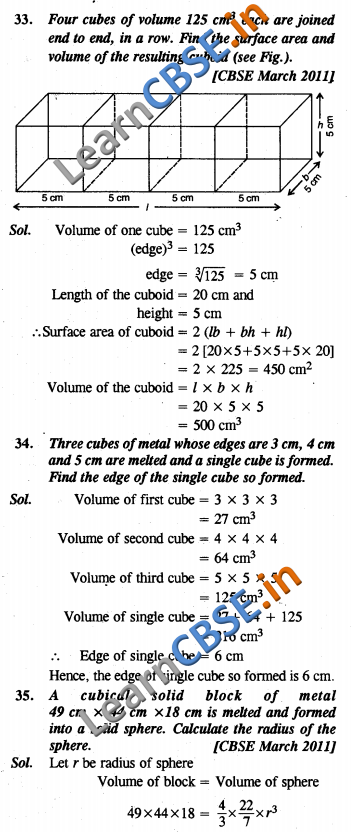  Surface Areas and Volumes NCERT Solutions For Class 10 Maths SAQ 2 Marks 01 